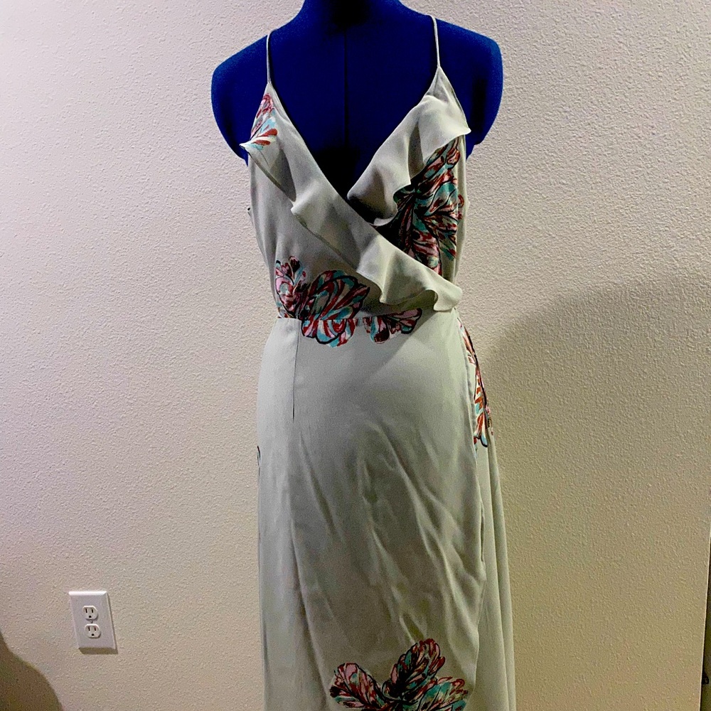 LUCYLOVE women’s green/floral wrap long summer dress size S